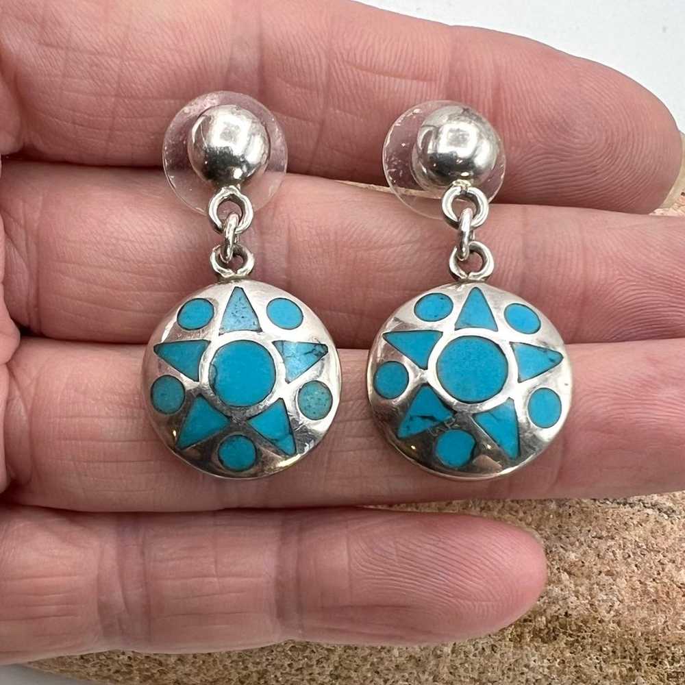 Vintage Mexico 950 Sterling Silver Blue Turquoise… - image 3