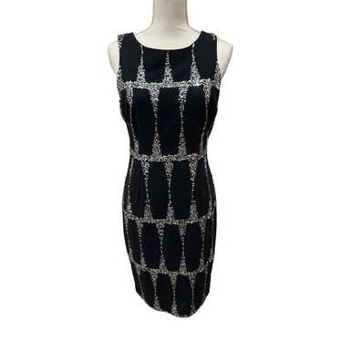 TRACY REESE Black Silver Sequined Cocktail Dress … - image 1