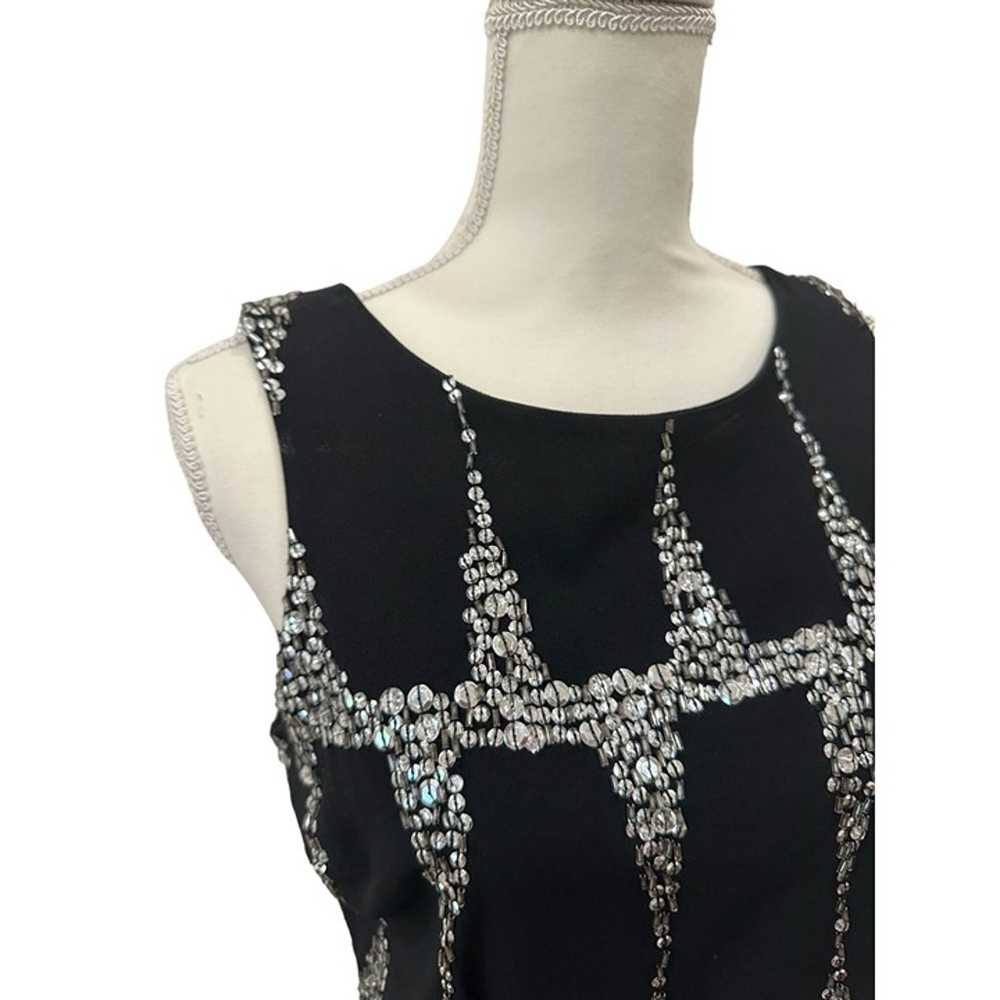 TRACY REESE Black Silver Sequined Cocktail Dress … - image 2