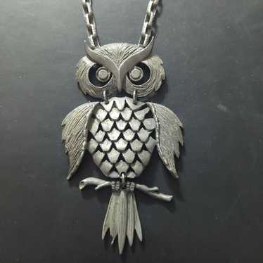 Vintage MCM Pewter Oversized Articulated Owl Penda