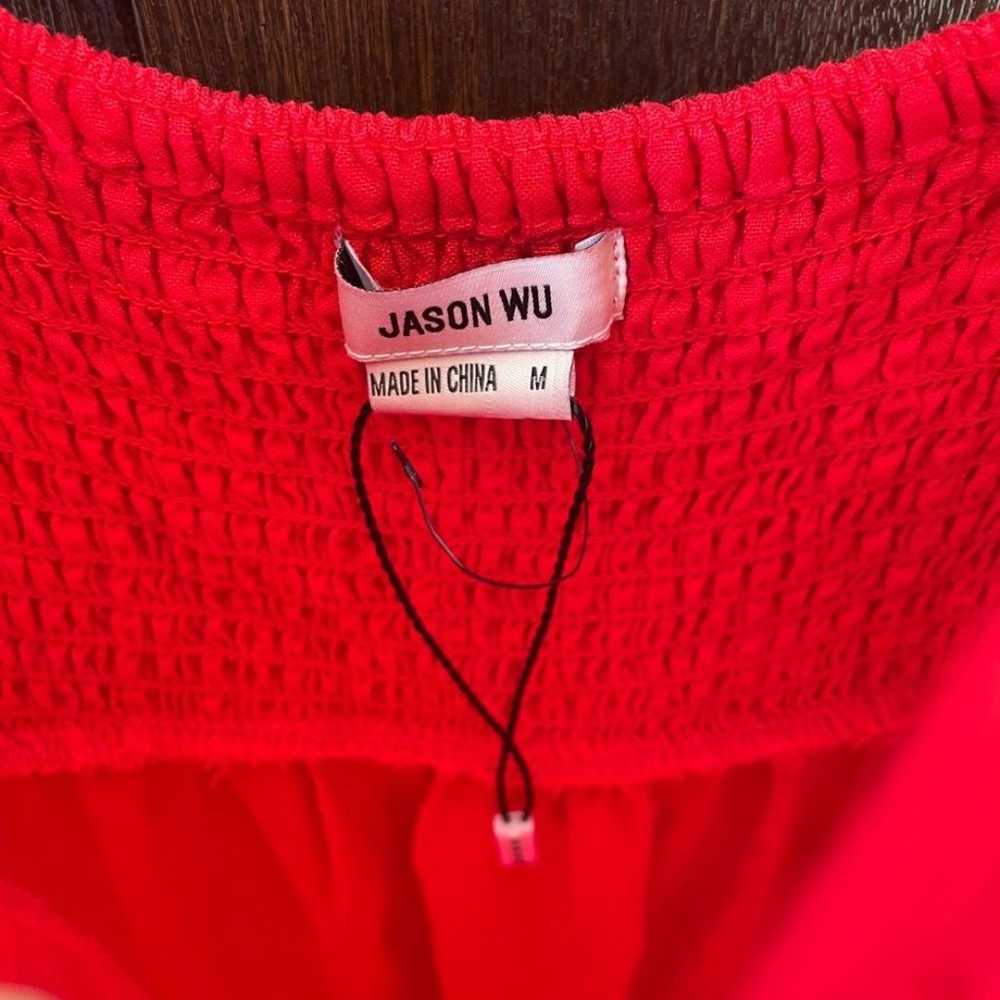 Jason Wu Red Linen Blend Tiered Maxi Dress - image 3