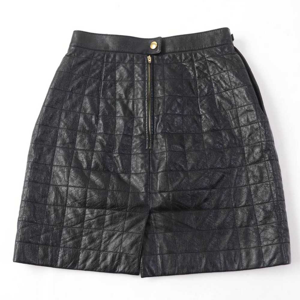 Celine Leather mini skirt - image 2