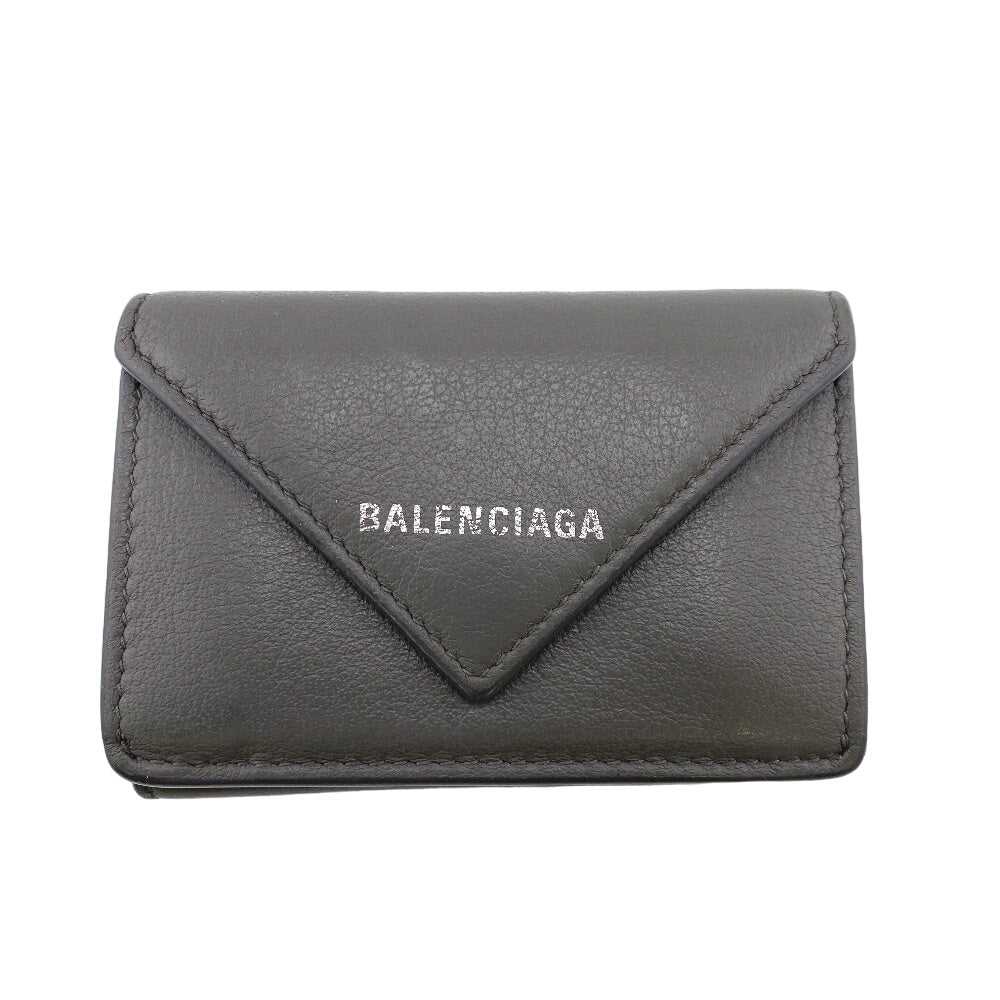 BALENCIAGA Tri-fold wallet 391446 leather gray Pa… - image 1