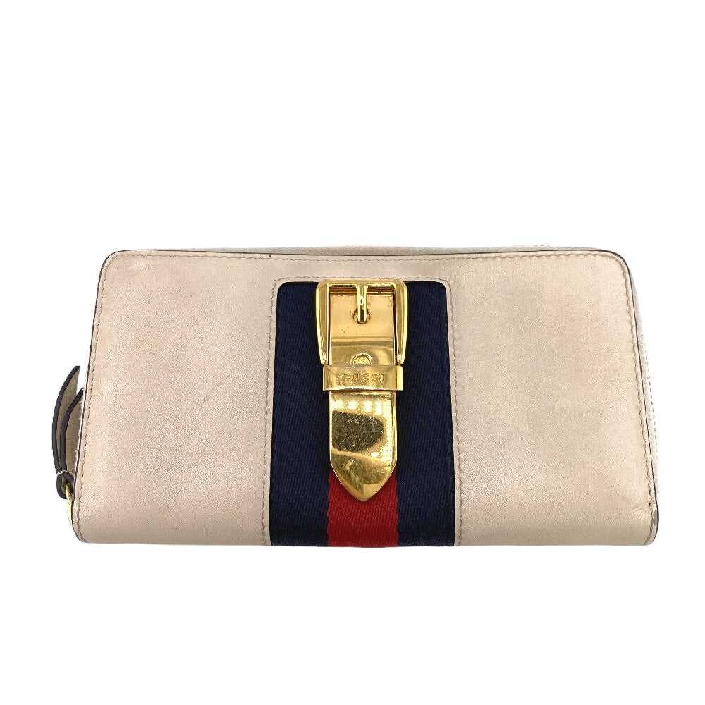 GUCCI Long Wallet Purse leather Ivory Sherry line… - image 1