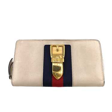 GUCCI Long Wallet Purse leather Ivory Sherry line… - image 1