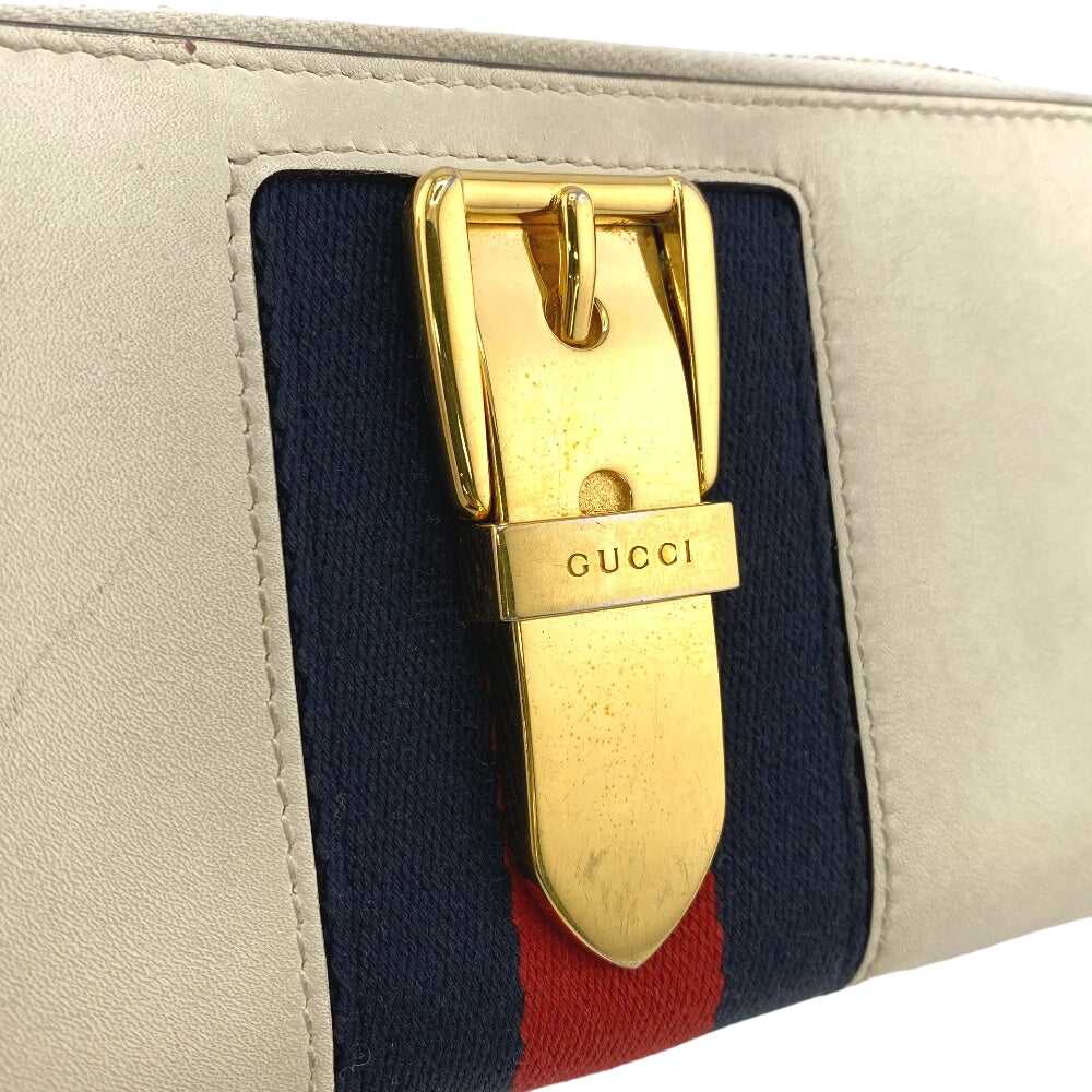 GUCCI Long Wallet Purse leather Ivory Sherry line… - image 8