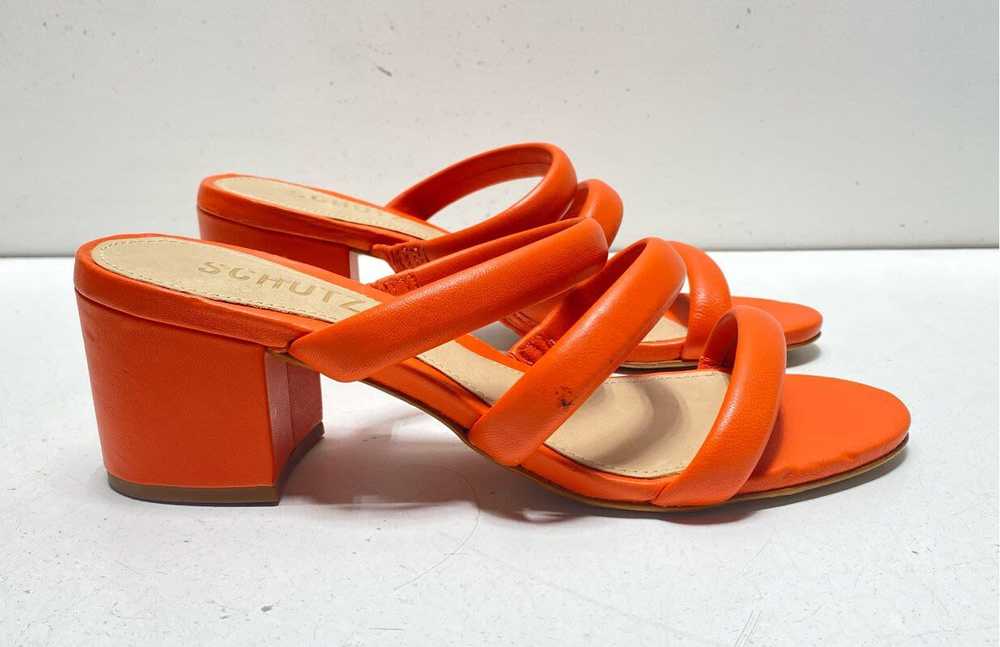 Schutz Schulz Leather Olly Mid Block Sandals Oran… - image 3