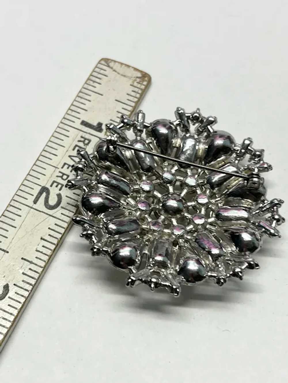 Vintage rhinestone flower brooch pin - image 4