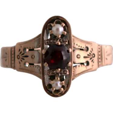 Victorian Garnet and Pearl Ring