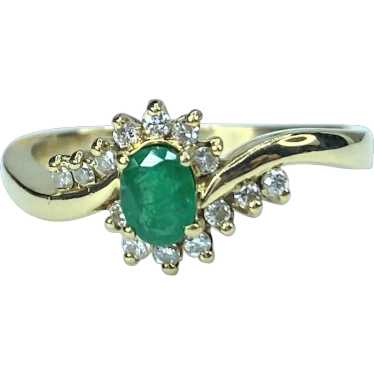 18K yellow gold Emerald Diamond statement ring JR… - image 1