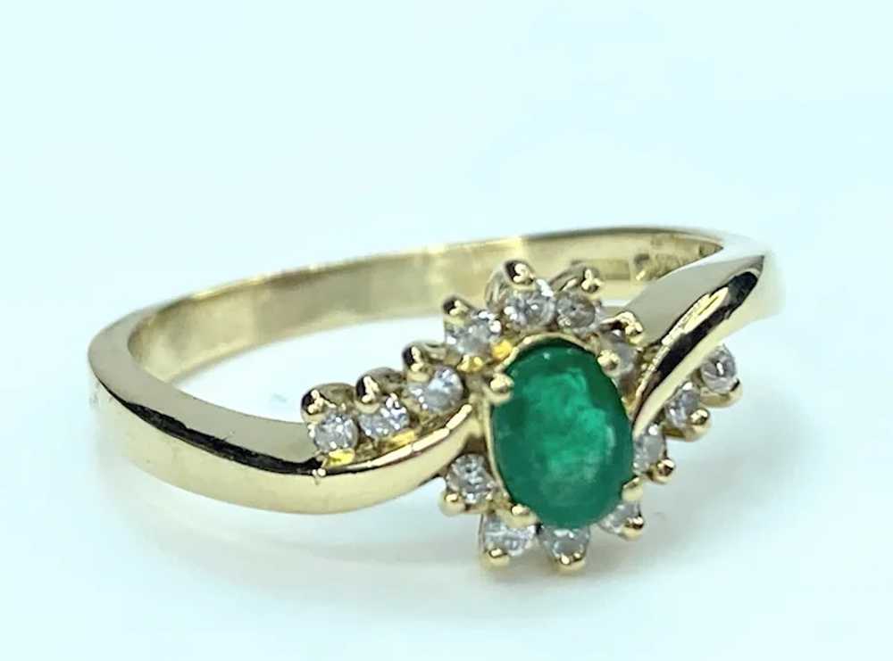 18K yellow gold Emerald Diamond statement ring JR… - image 2