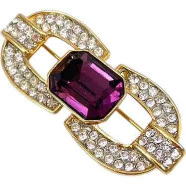 Vintage amethyst rhinestone brooch - Gem