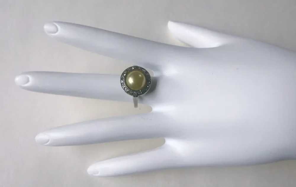 1930s Sterling Silver pale yellow glass imitation… - image 10