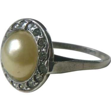 1930s Sterling Silver pale yellow glass imitation… - image 1