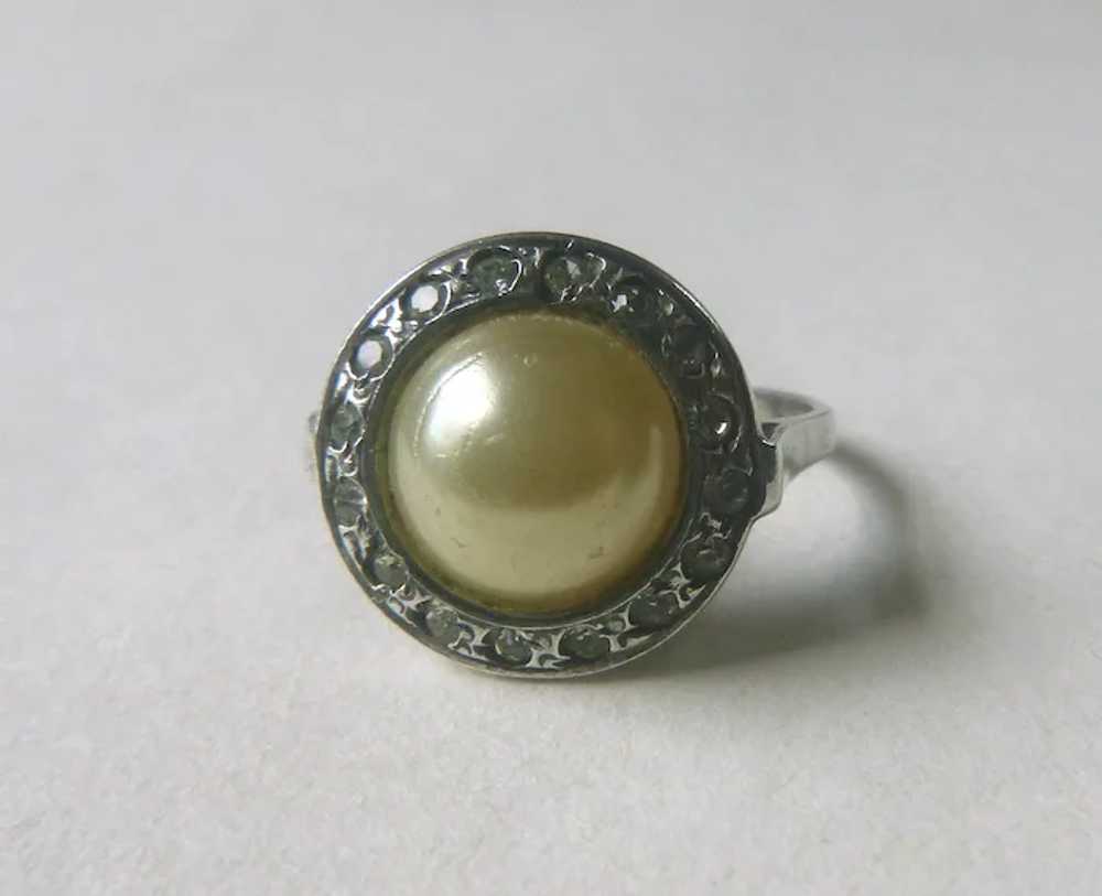 1930s Sterling Silver pale yellow glass imitation… - image 2