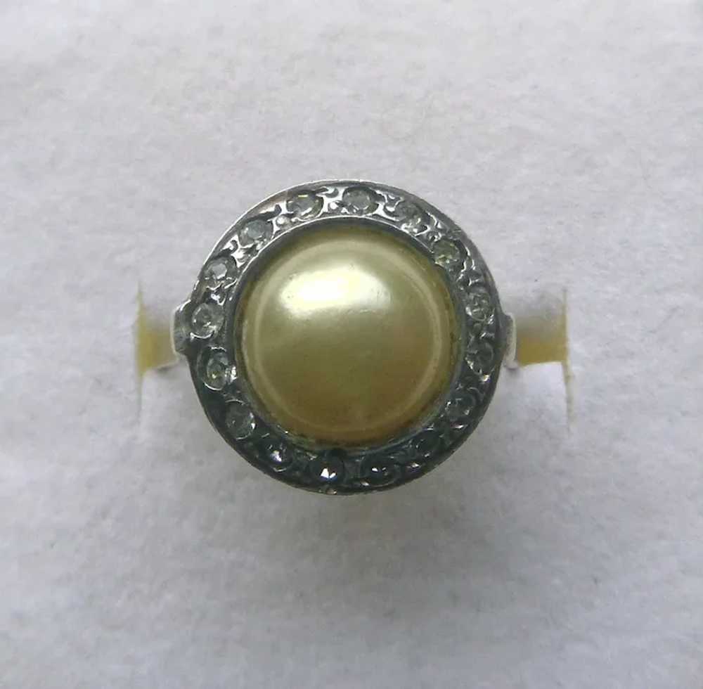 1930s Sterling Silver pale yellow glass imitation… - image 6