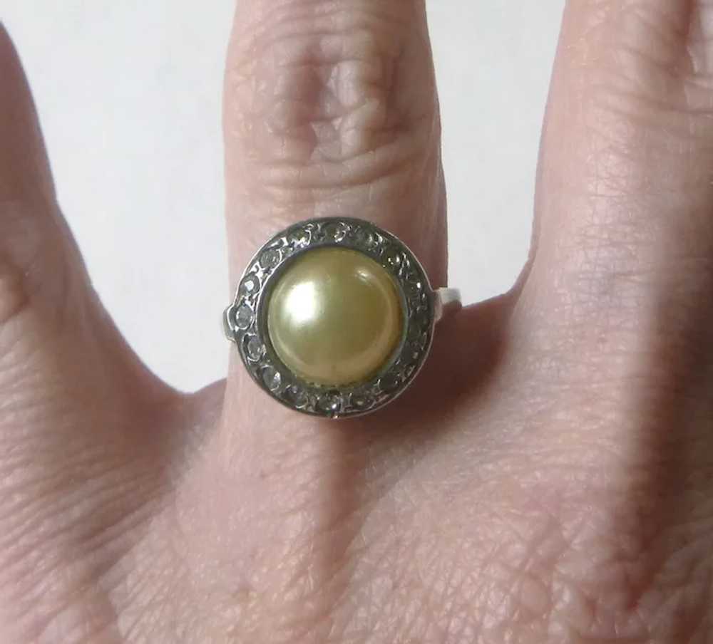 1930s Sterling Silver pale yellow glass imitation… - image 9