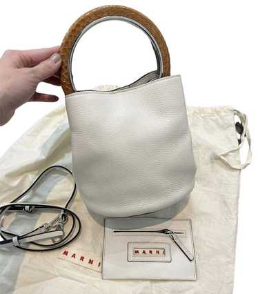 Marni Marni White Leather Pannier Bucket Bag Snake