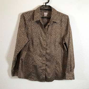 Vintage Chico's Blouse Size 2 Animal Print Multic… - image 1