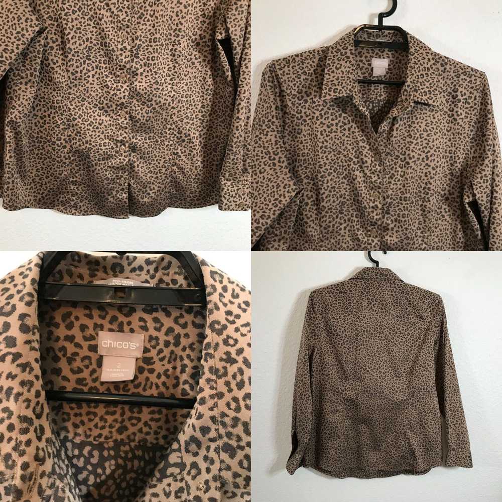 Vintage Chico's Blouse Size 2 Animal Print Multic… - image 4