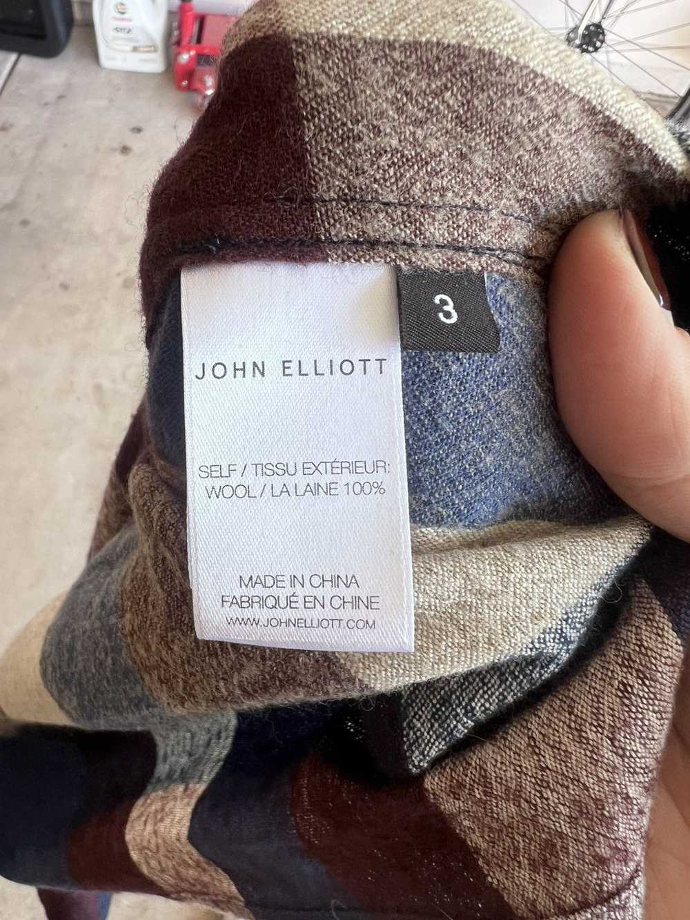 John Elliott WOOL FLANNEL BUTON UP PURPLE BLUE GR… - image 7