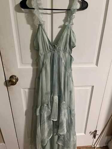 Lulus sage green chiffon high low-tiered dress