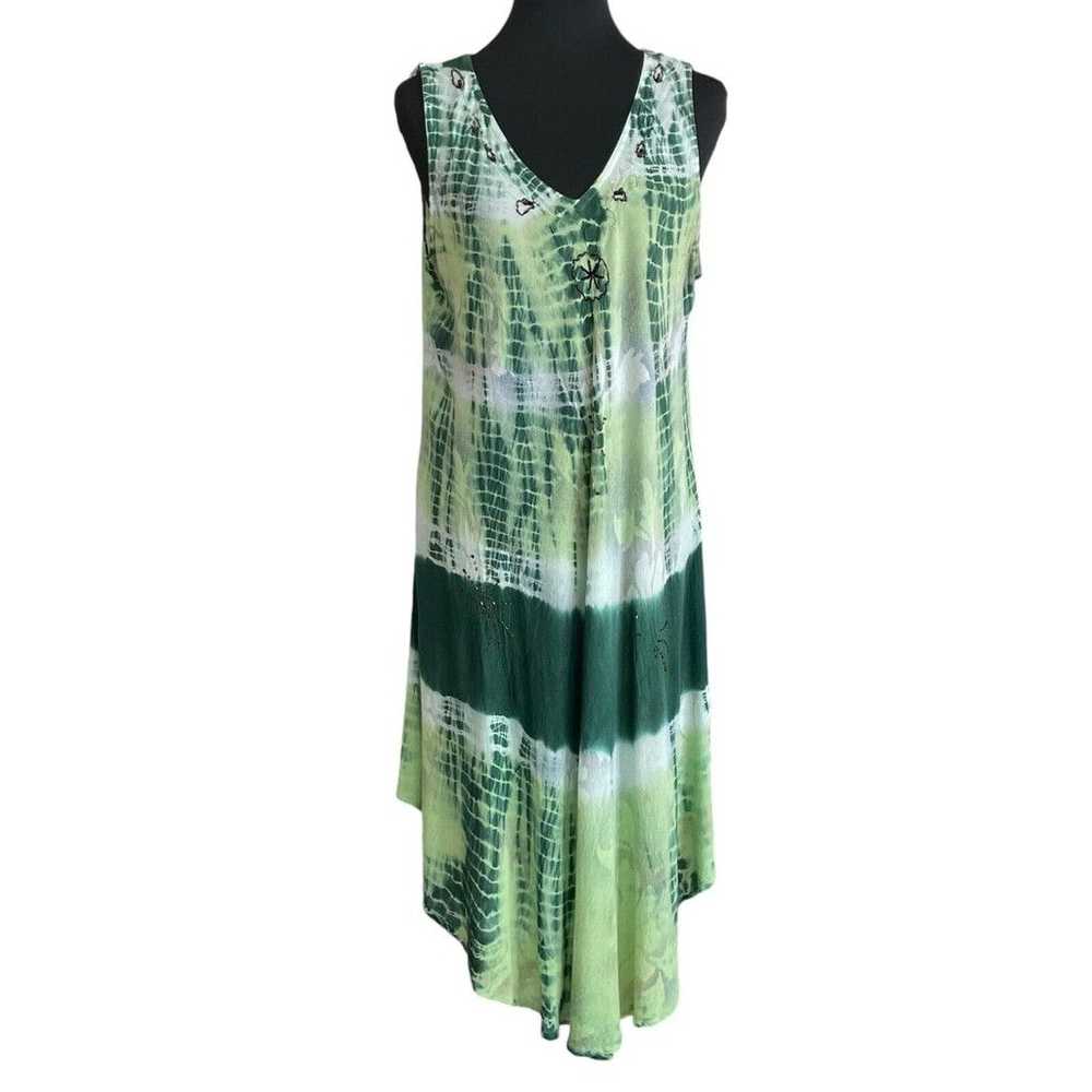 Vintage VTG Boho Just Cruising Green Tie Dye Bead… - image 1