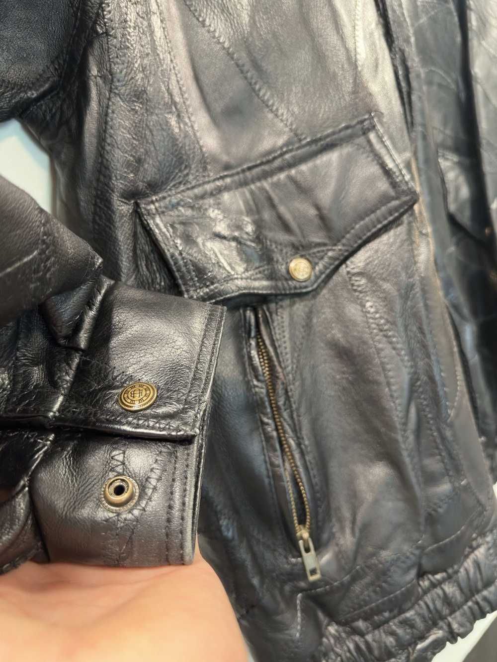 Vintage 80s Black Leather Patchwork Jacket - image 3