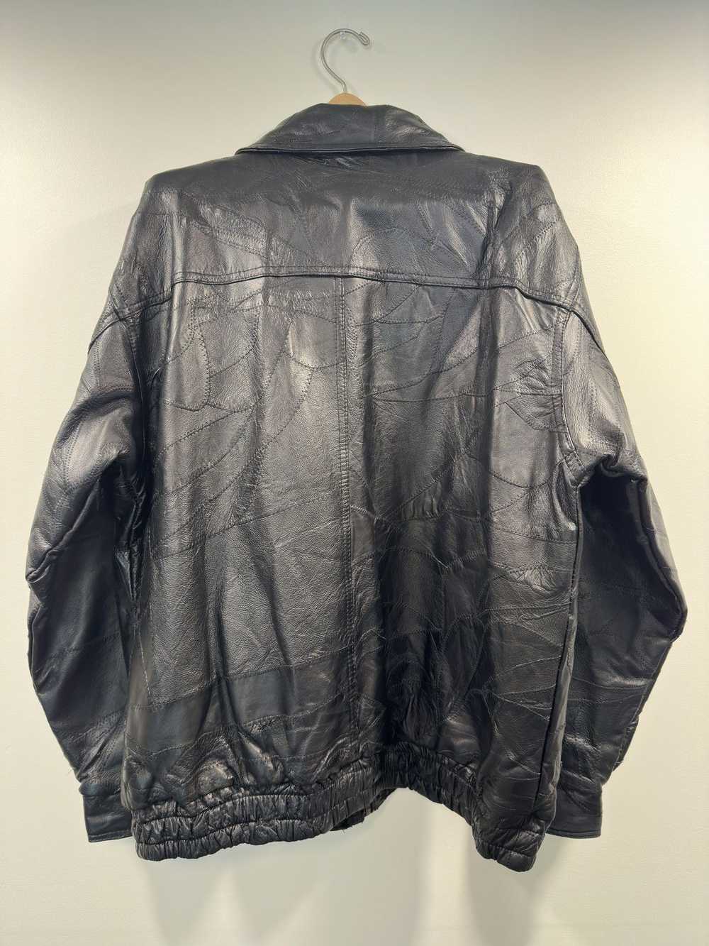 Vintage 80s Black Leather Patchwork Jacket - image 7