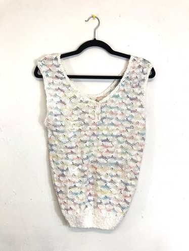 Wye Oaks Pastel Sleeveless Pearl Button Sweater (… - image 1