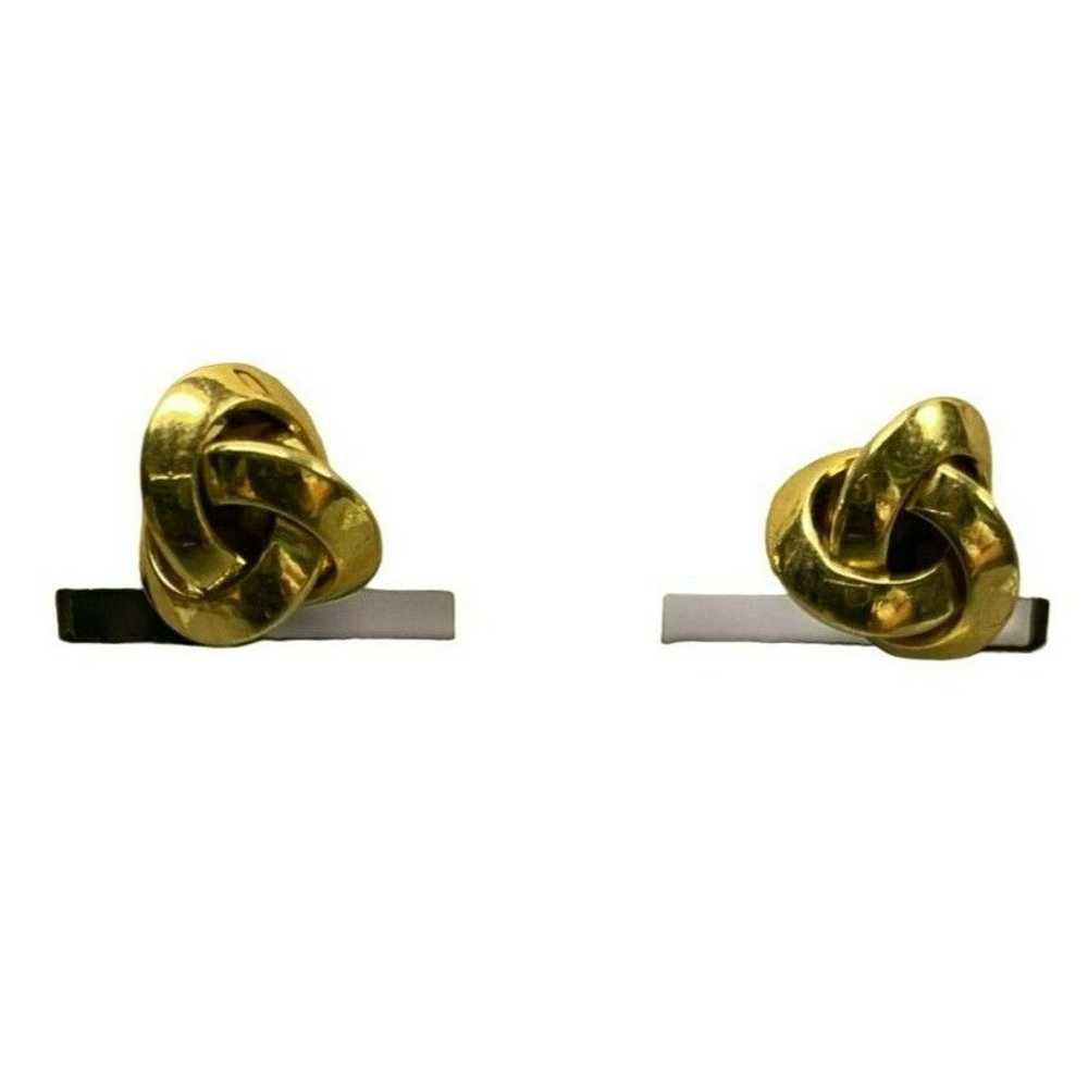 Monet Monet Gold Tone Love Knot Stud Pierced Earr… - image 1