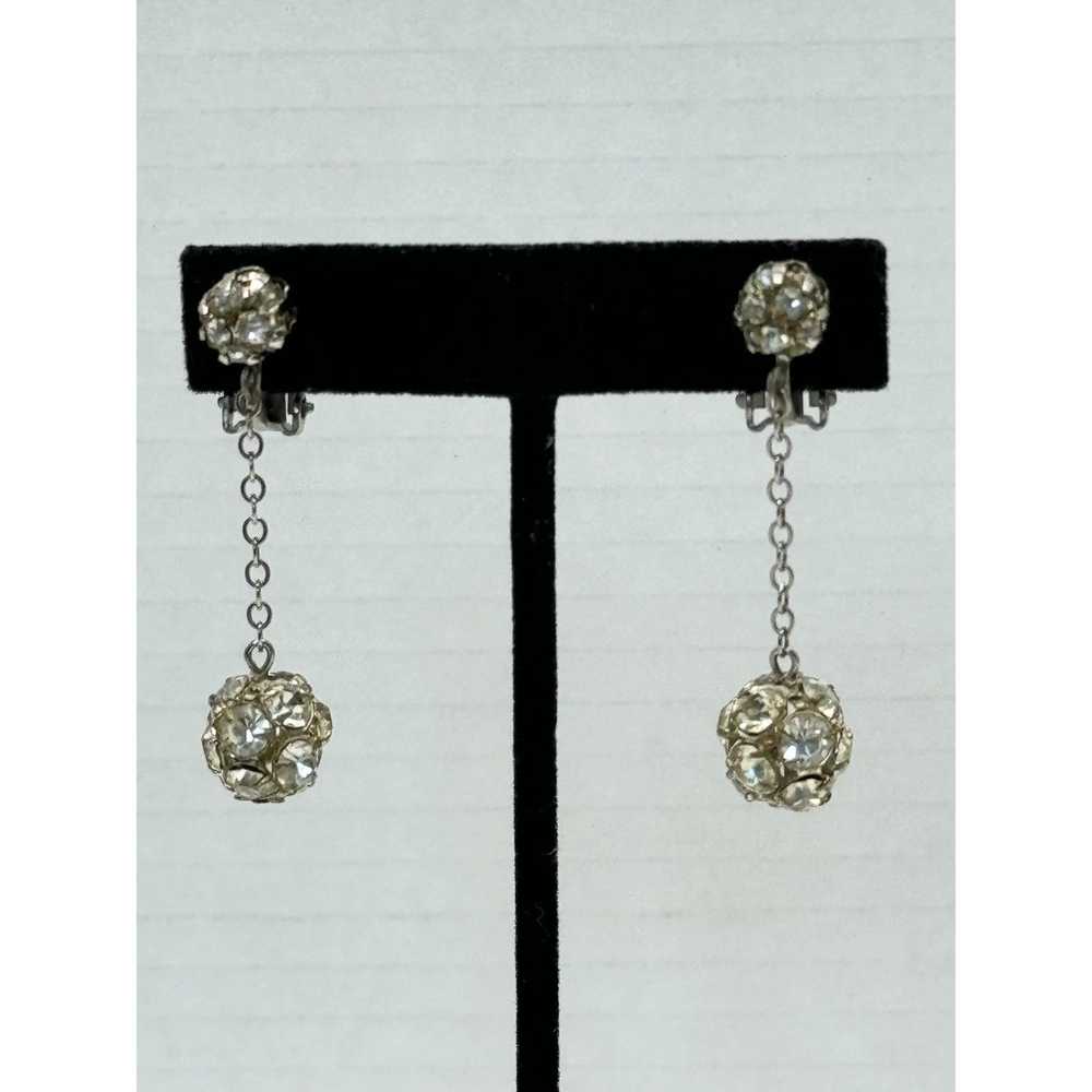 Vintage Vintage rhinestone ball drop earrings - image 2