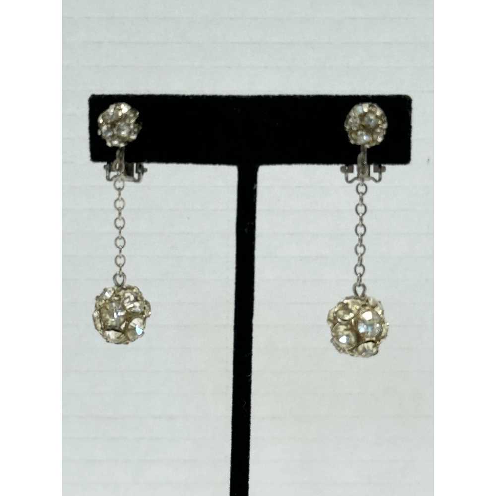 Vintage Vintage rhinestone ball drop earrings - image 3