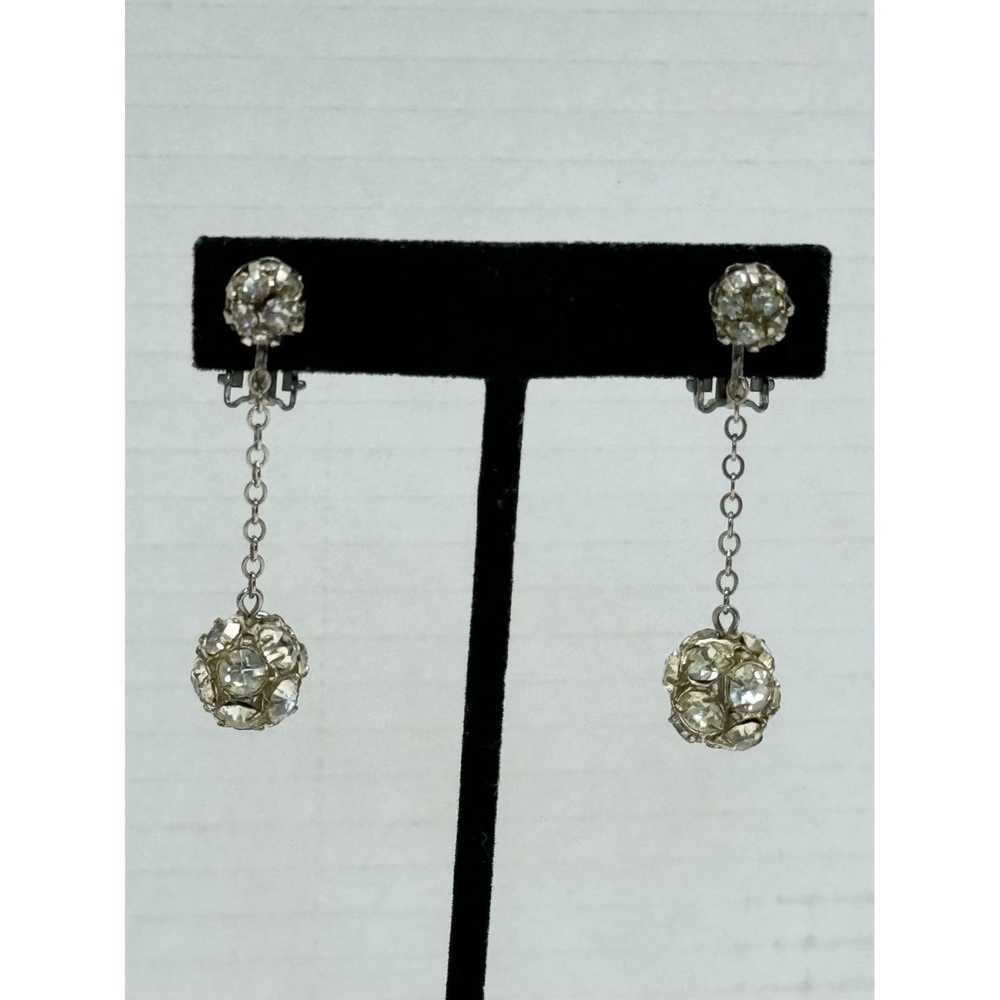 Vintage Vintage rhinestone ball drop earrings - image 4