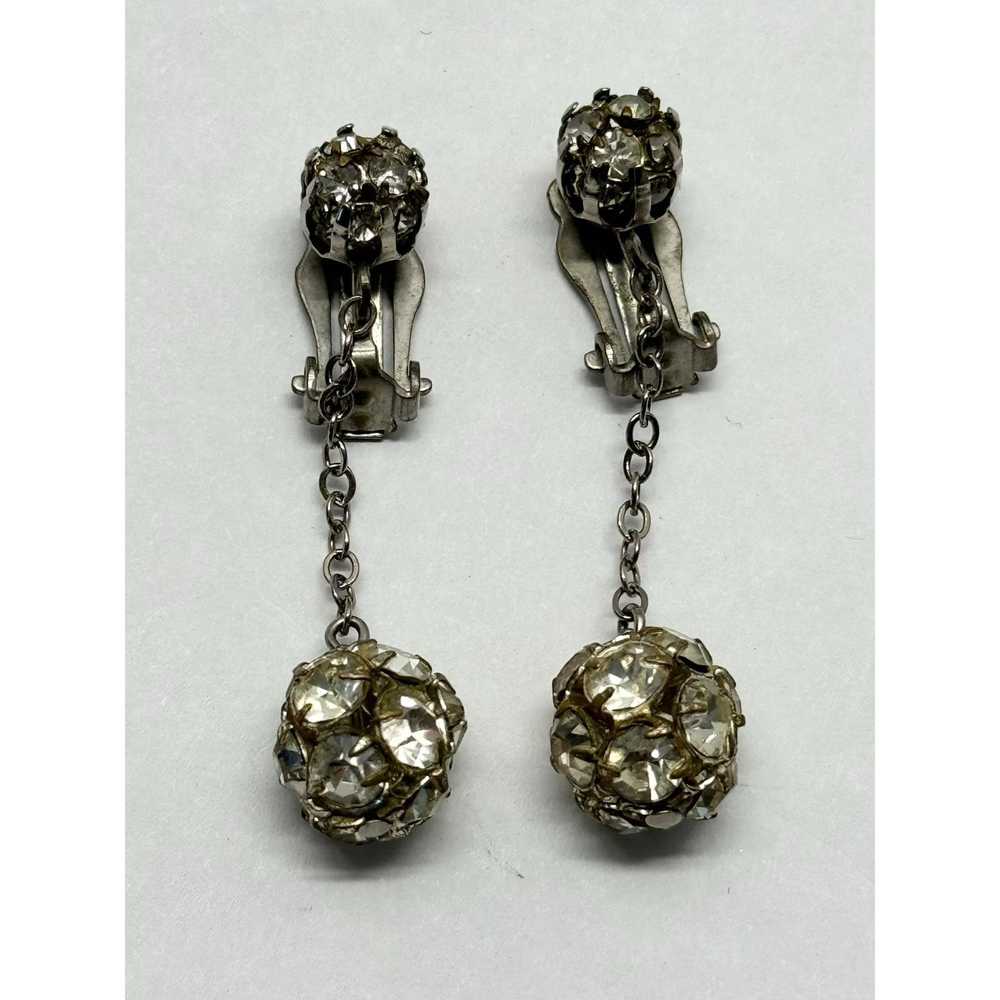 Vintage Vintage rhinestone ball drop earrings - image 5