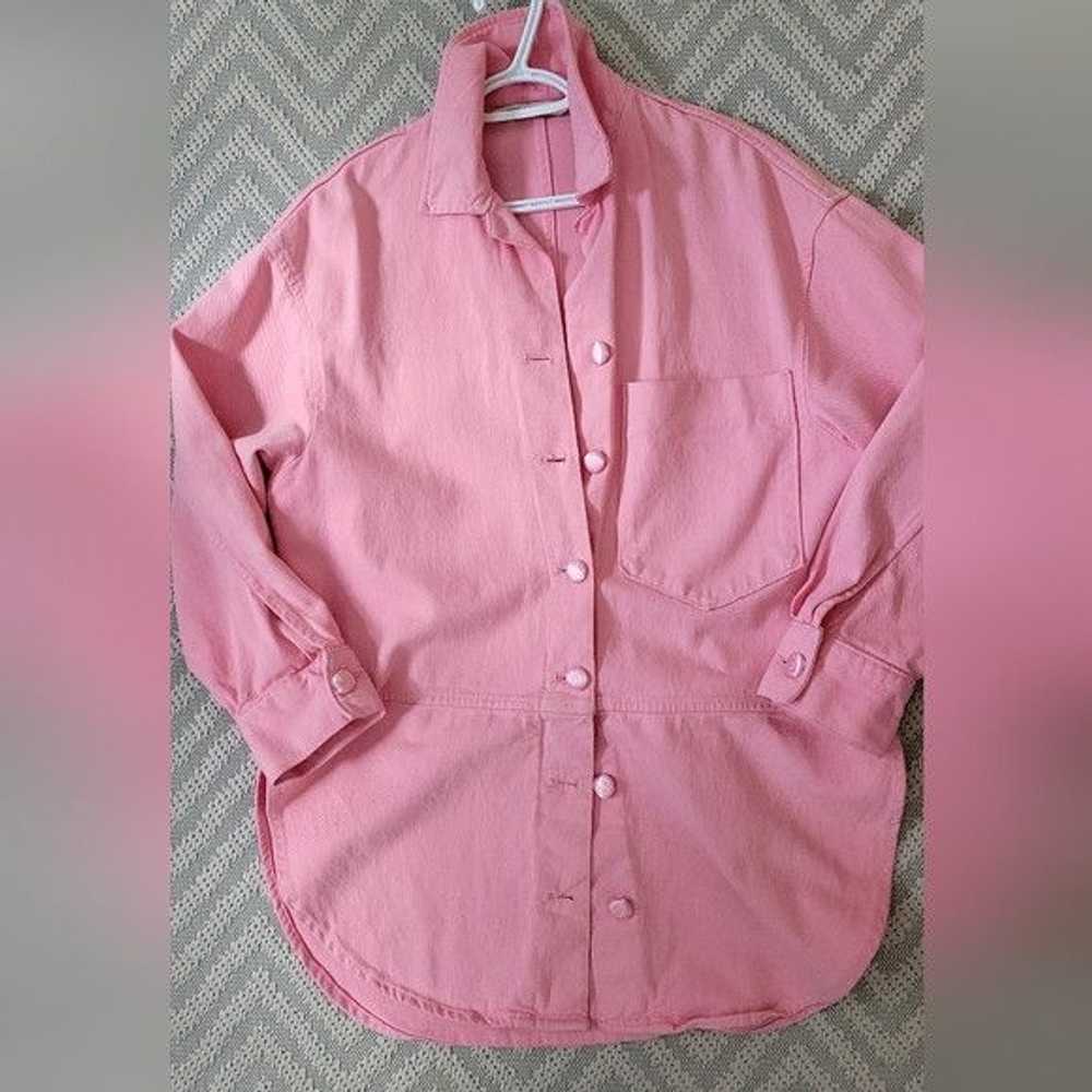 Zara Zara Pink Denim Oversized T-Shirt Jacket - image 1