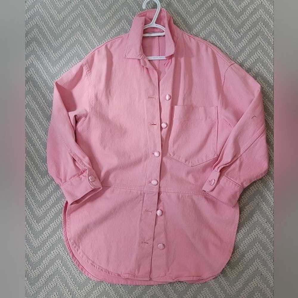 Zara Zara Pink Denim Oversized T-Shirt Jacket - image 2