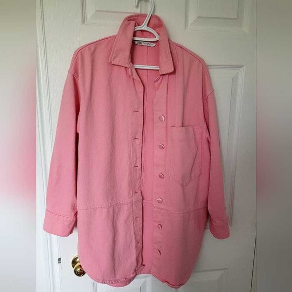 Zara Zara Pink Denim Oversized T-Shirt Jacket - image 6