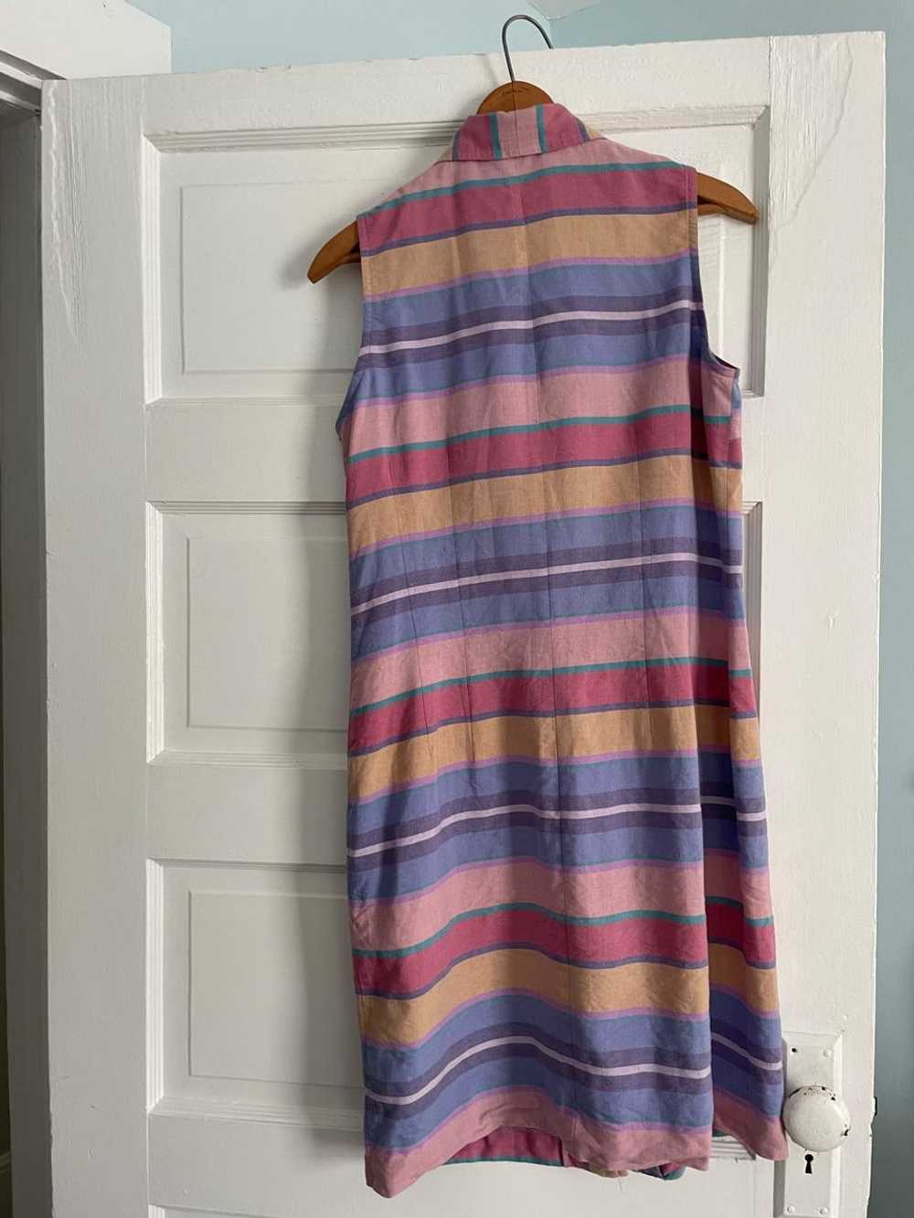 Positive Attitude 1980s Striped Pastel Sleeveless… - image 3