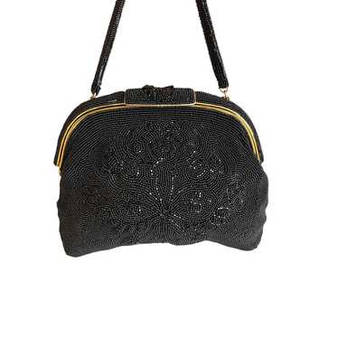 Vintage 60s Magid black beaded Evening Bag - image 1