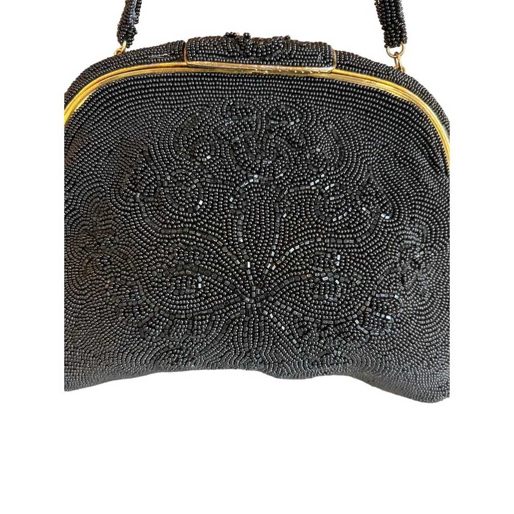 Vintage 60s Magid black beaded Evening Bag - image 2