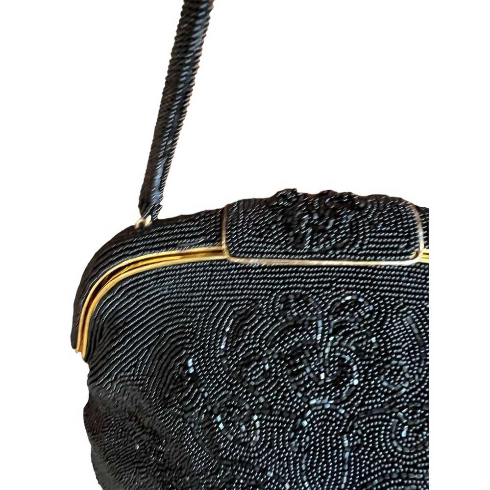 Vintage 60s Magid black beaded Evening Bag - image 4