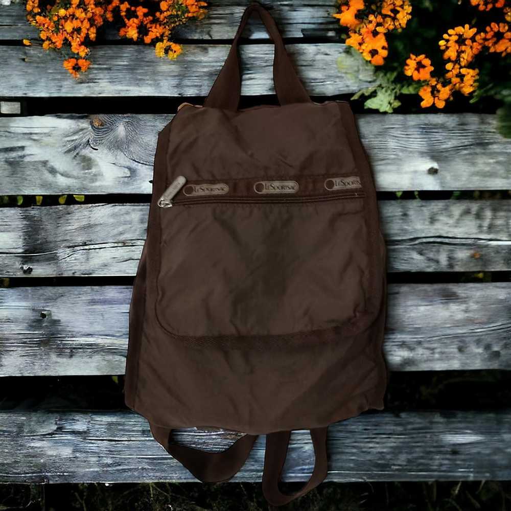 Le SportSac Backpack Vintage Brown Adjustable Nyl… - image 1