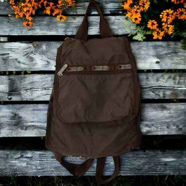 Le SportSac Backpack Vintage Brown Adjustable Nyl… - image 1