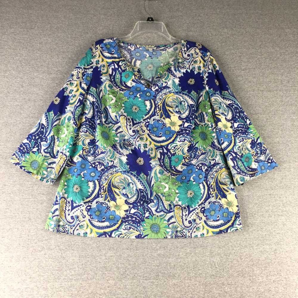 Talbots Talbots Top Womens 1X Paisley Tunic V Nec… - image 1