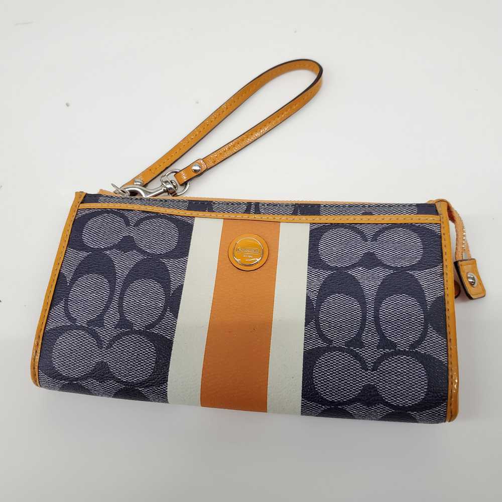 Coach Blue Signature Canvas Orange White Stripe W… - image 1