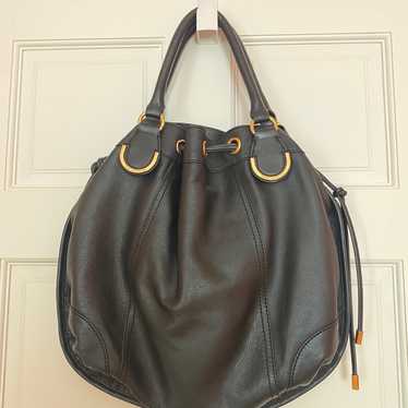 Vintage Juicy Couture Black Genuine Leather Tote … - image 1