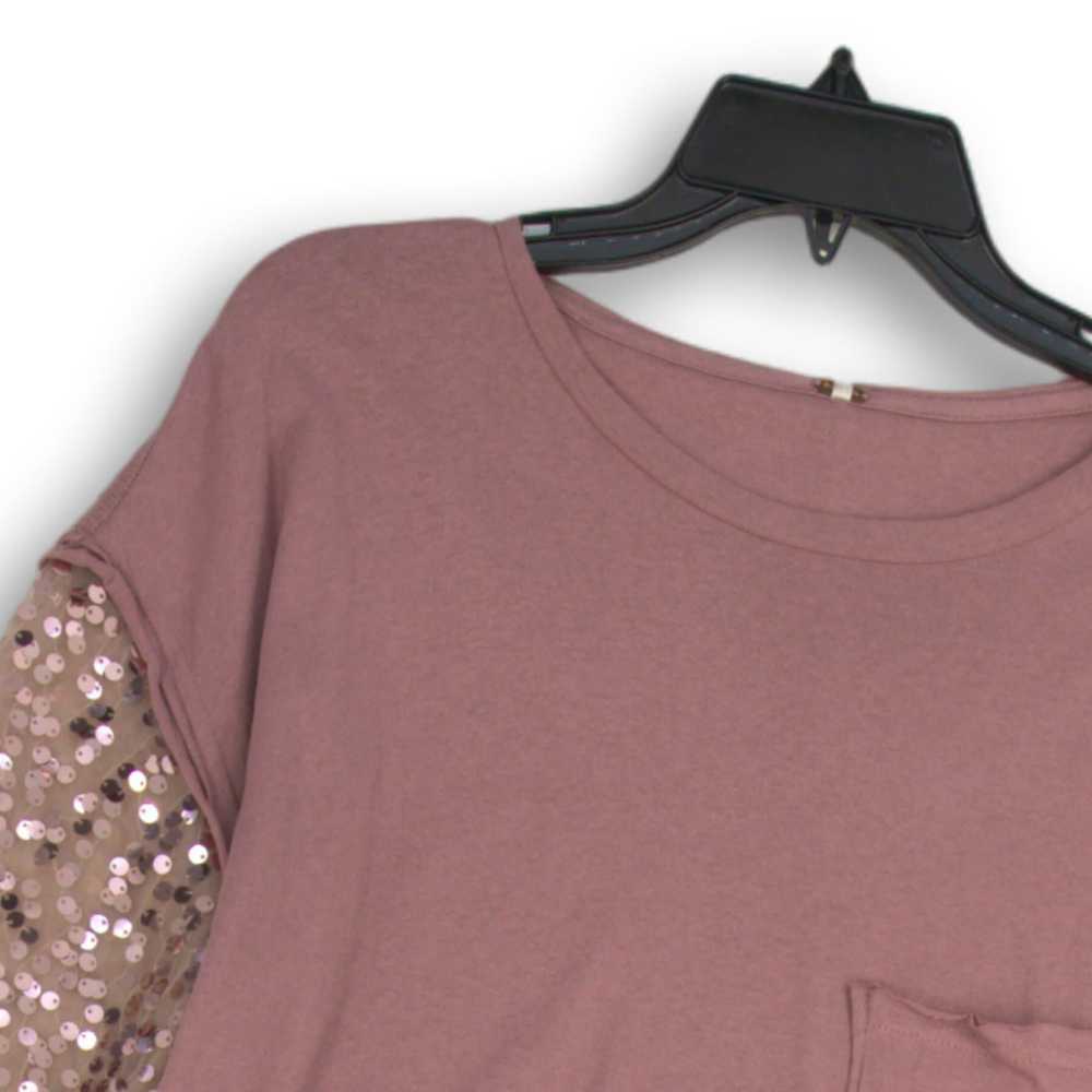 NWT Free People Womens Pink Sequin Round Neck Lon… - image 3