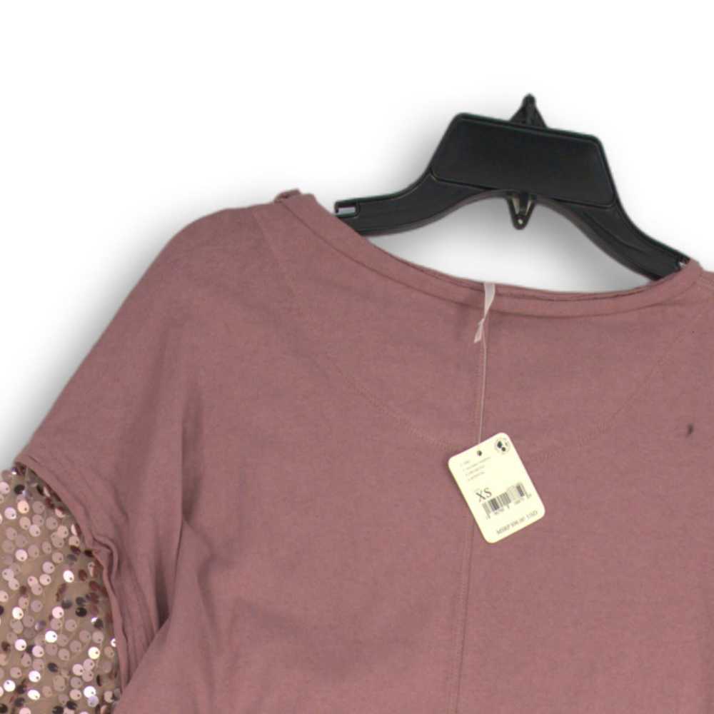 NWT Free People Womens Pink Sequin Round Neck Lon… - image 4