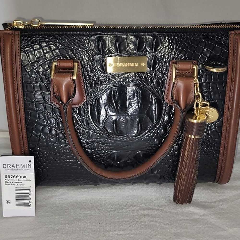 BRAHMIN VINTAGE Anywhere Convertible Black Vermee… - image 3